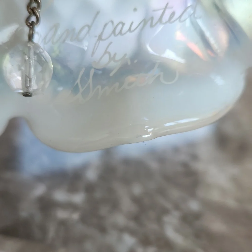 Fenton 95th Anniversary, Irredescent Hand Painted Glass Bell, 6 1/2